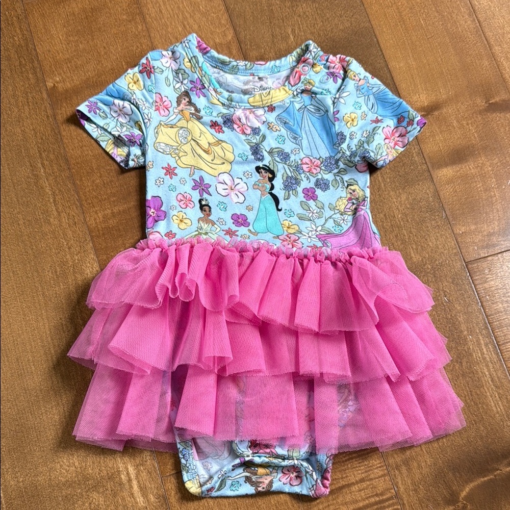 Posh Peanut Disney Princess Baby Dress with Pink Tulle